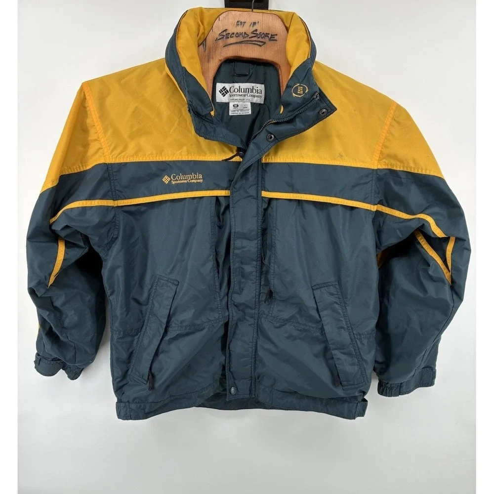 Vintage Columbia Sportswear Men's Large Insulated Jacket Teal Yellow Logan Pass